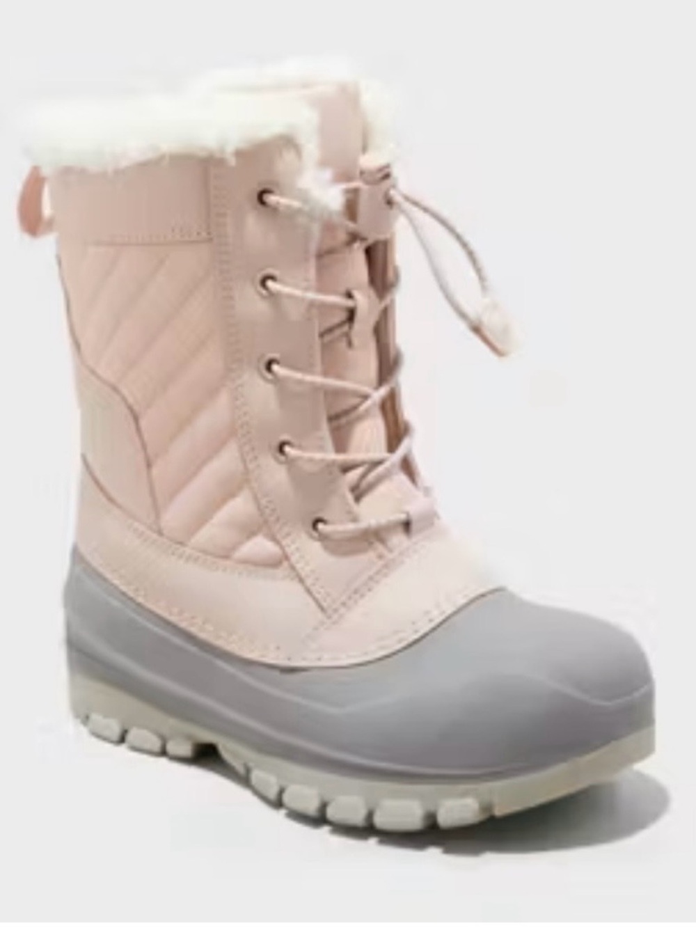 all in motion Kids Cream and Gray Lace-Up Winter Boots